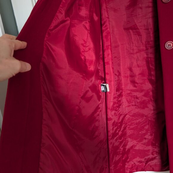 Linda Richards red women's wool coat with a real fox collar in size 4 - Picture 5 of 8